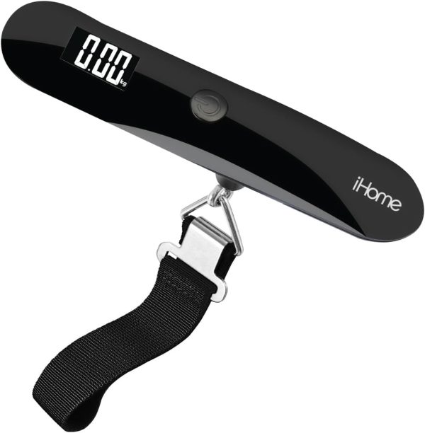 iHome Digital Luggage Scale - 110lbs Portable Luggage Scale with LCD Display - Luggage Weight Scale for Travel Accessories with Strong Straps (Battery Included)