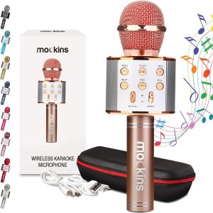 Mockins Rose Karaoke Microphone Wireless w/Built-in Speaker | Wireless Microphones Bluetooth Compatible w/iPhone & Android | Bluetooth Karaoke Microphone for Kids | Portable Microphone Karaoke Mic