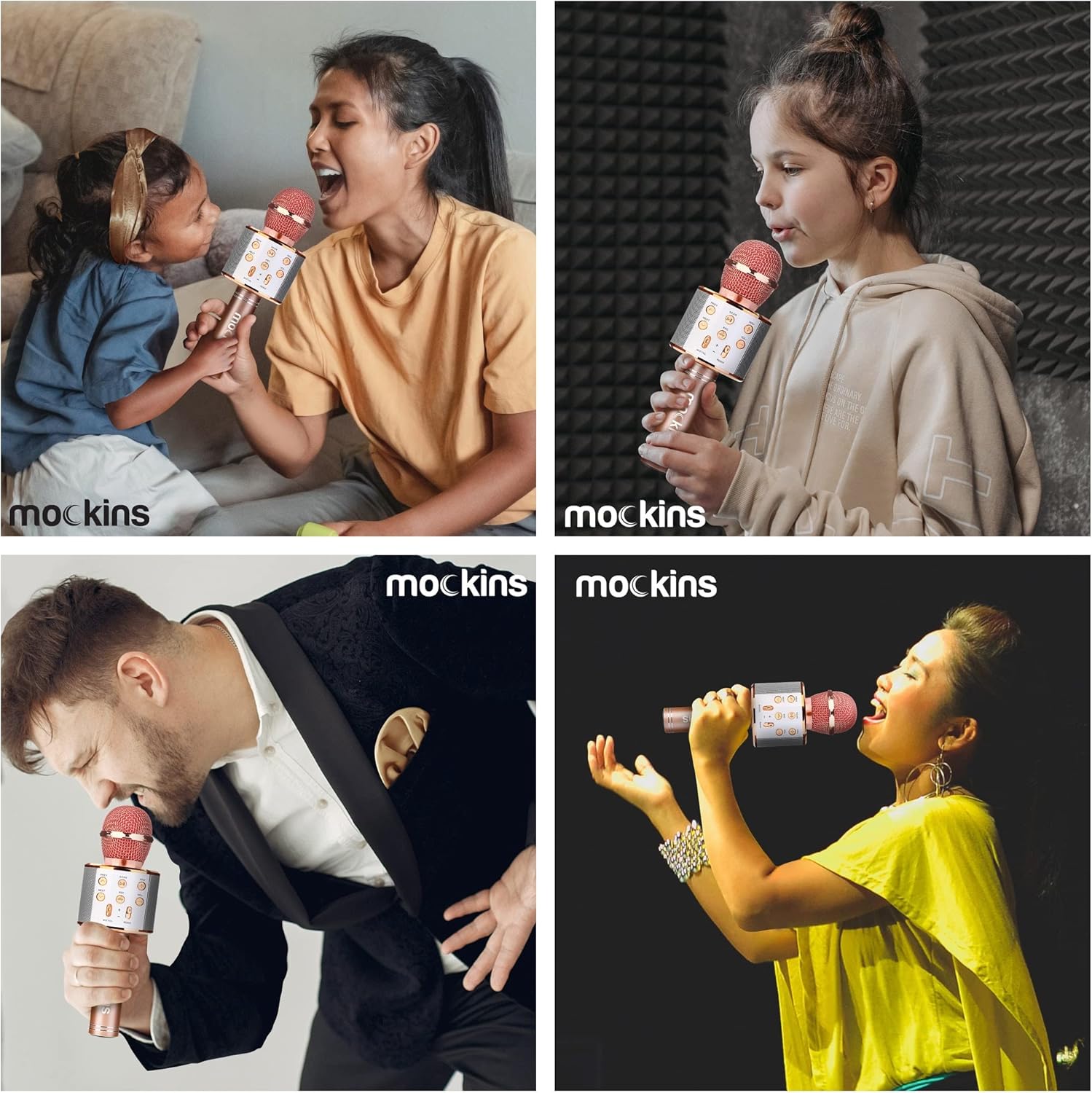 Mockins Rose Karaoke Microphone Wireless w/Built-in Speaker | Wireless Microphones Bluetooth Compatible w/iPhone & Android | Bluetooth Karaoke Microphone for Kids | Portable Microphone Karaoke Mic - Image 4