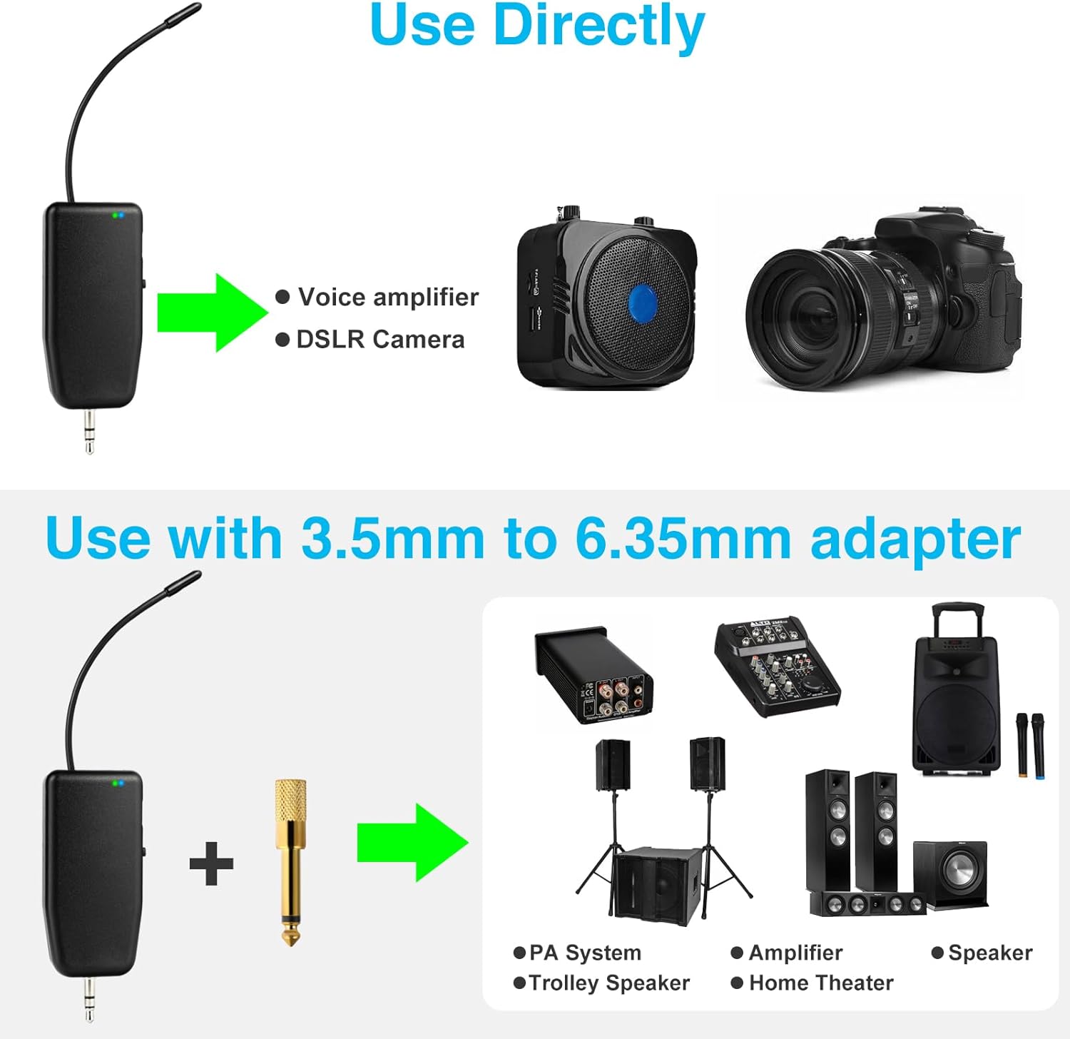 Wireless Microphone System for 2 People,160ft Range, 2.4G Dual Wireless Headset Mics for Karaoke Speaker, Amplifier, Mic Speakers, PA System, Yoga,Teaching, Fitness - Image 5